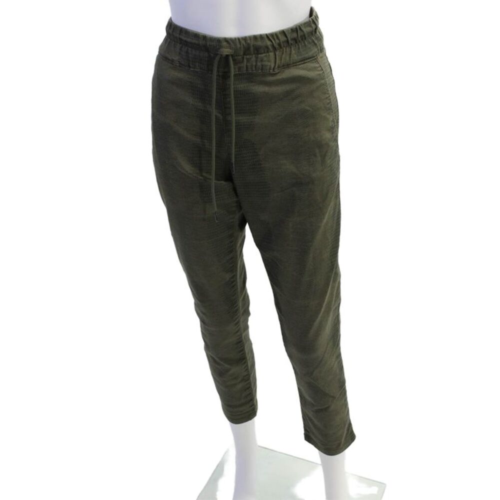 Flog Womens Mid Rise Drawstring Lizard Skin Printed Pants Green Cotton Size 30